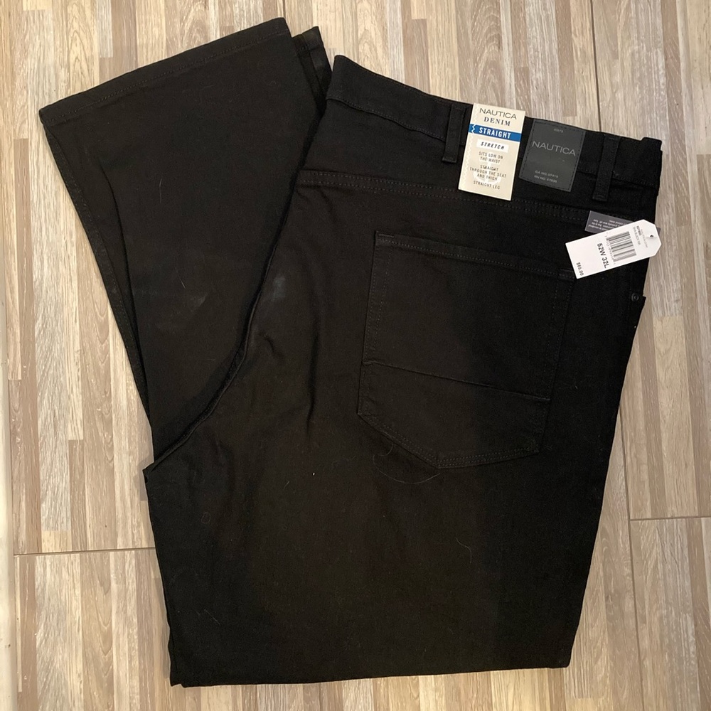 Nautica men’s black denim jeans size 52X32 NWT
